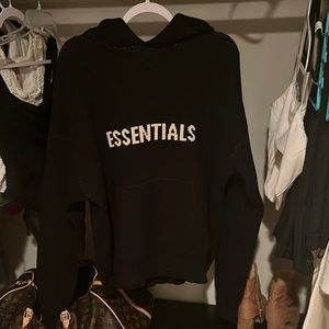 Esstenials black knit hoodie